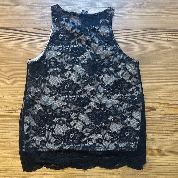 rue21 black lace overlay nude tank SIZE M - Picture 5 of 5